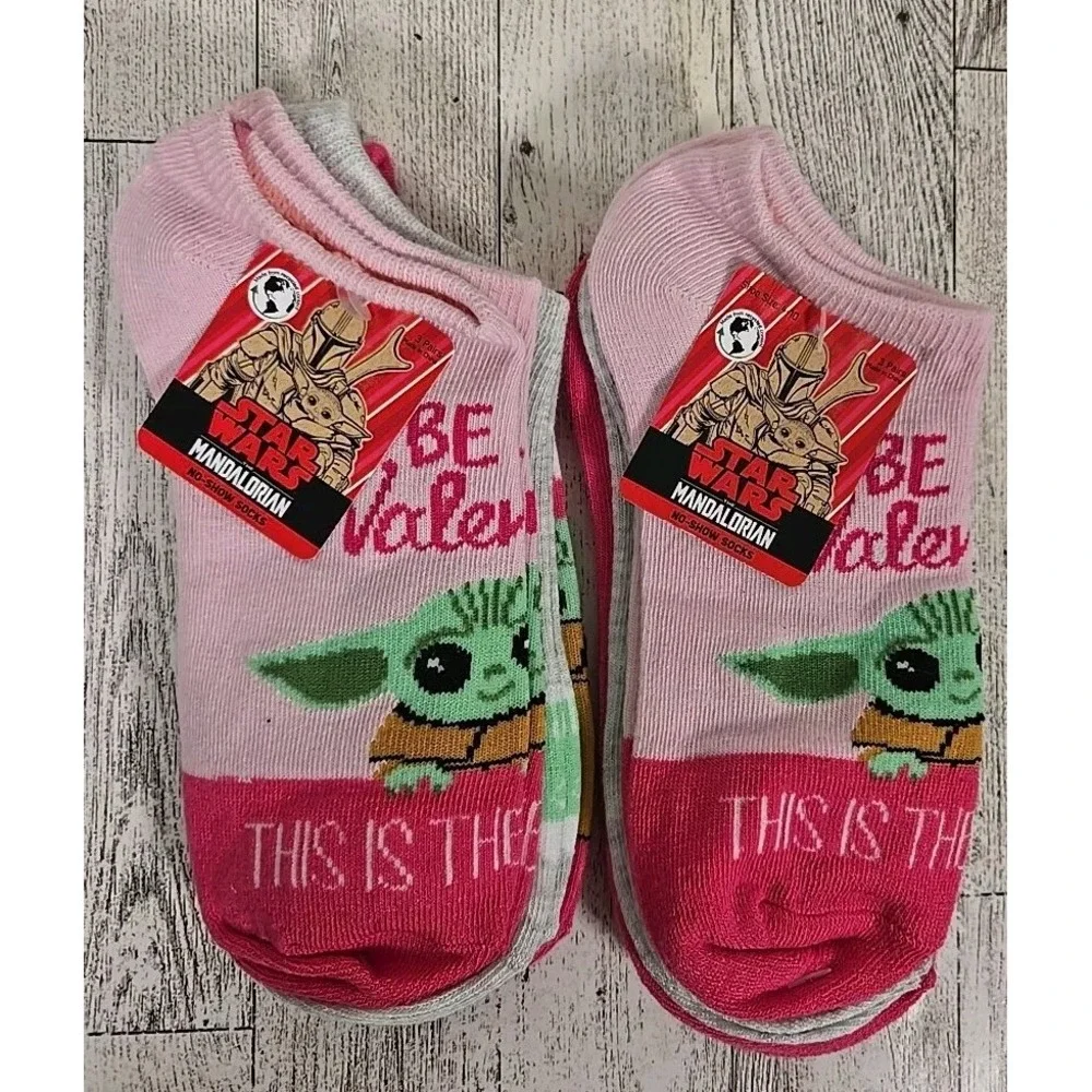 Star Wars No Show Socks Baby Yoda Shoe Size 4-10 3pk Lot of 2 Valentine NEW